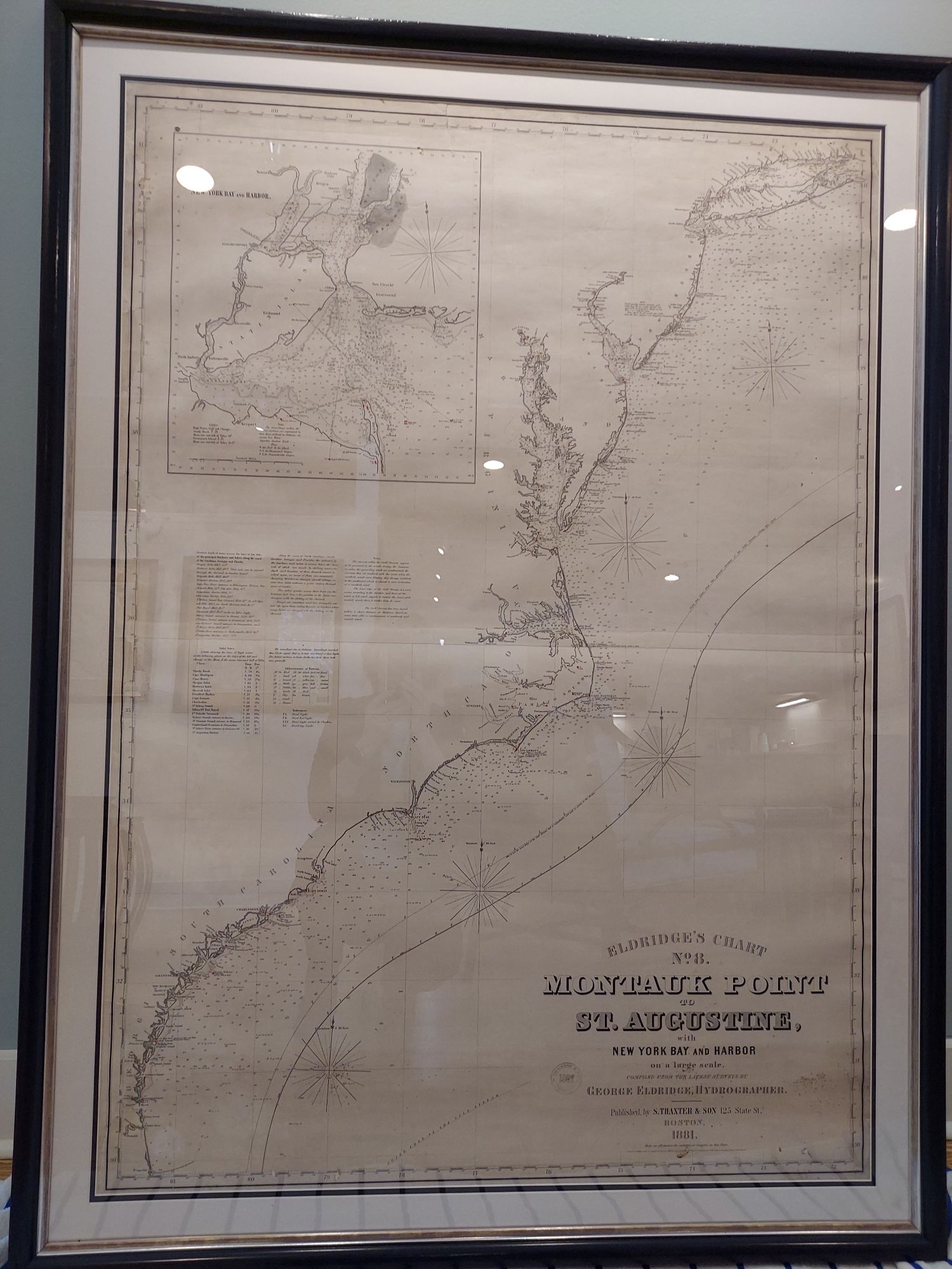 Eldridge's Chart No. 8 Montauk Point to St. Augustine, with New York Bay and Harbor on a Large Scale