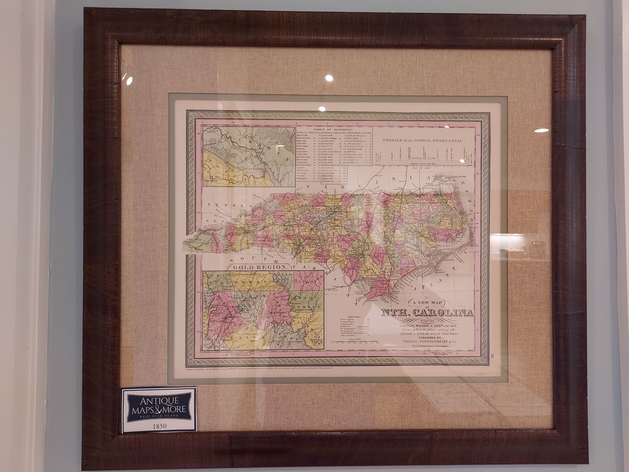 A New Map of the NTH CAROLINA with its Canals, Roads and Distances From place to place along the Stage and Steamboat Routes