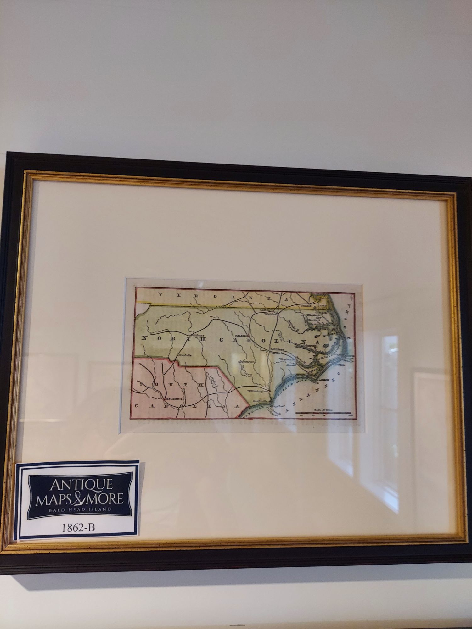 North Carolina with parts of S. Carolina and Virginia (Original 1862 Civil War Map no title)