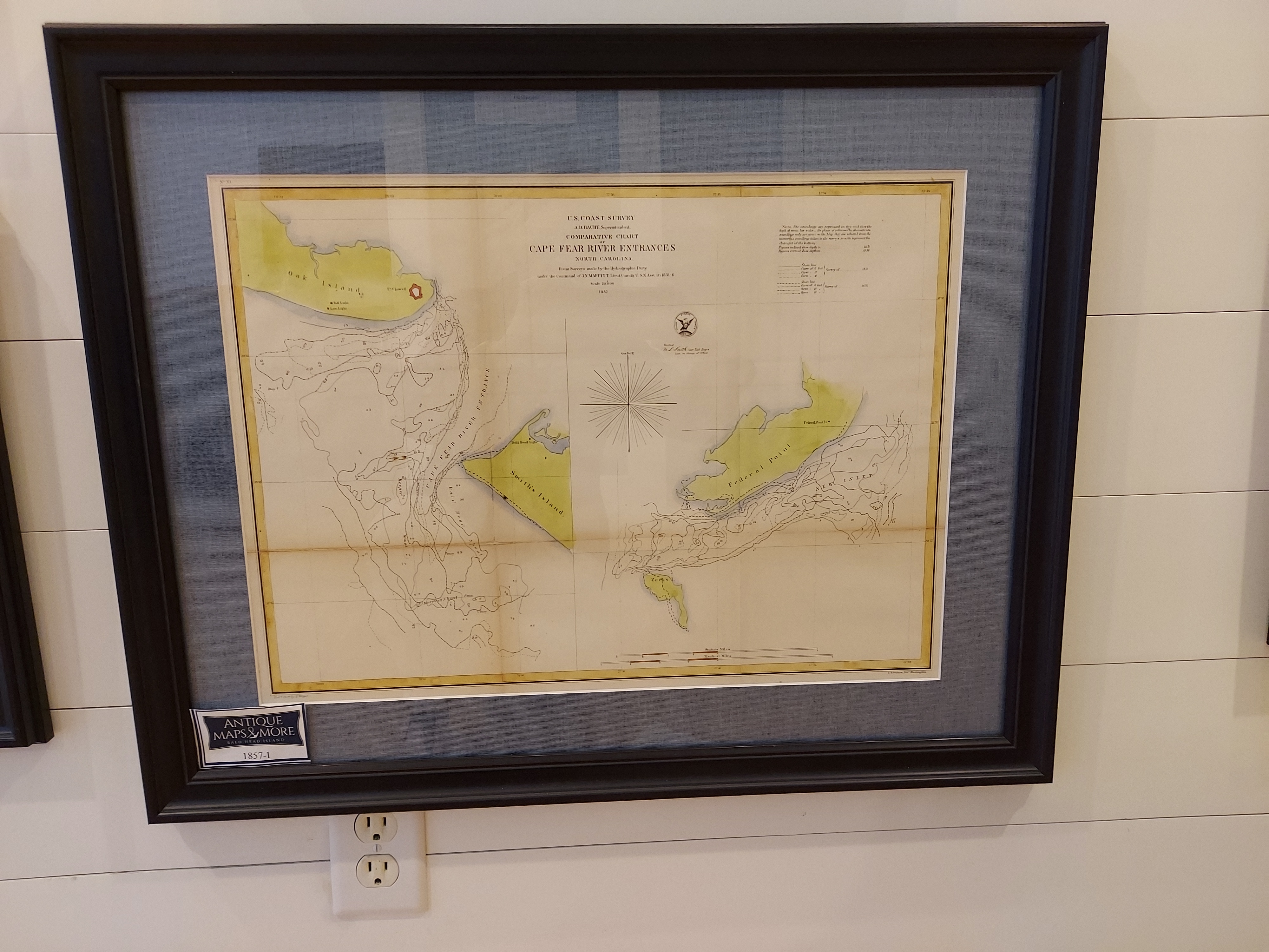 U.S. Coast Survey Comparative Chart of Cape Fear River Entrances North Carolina